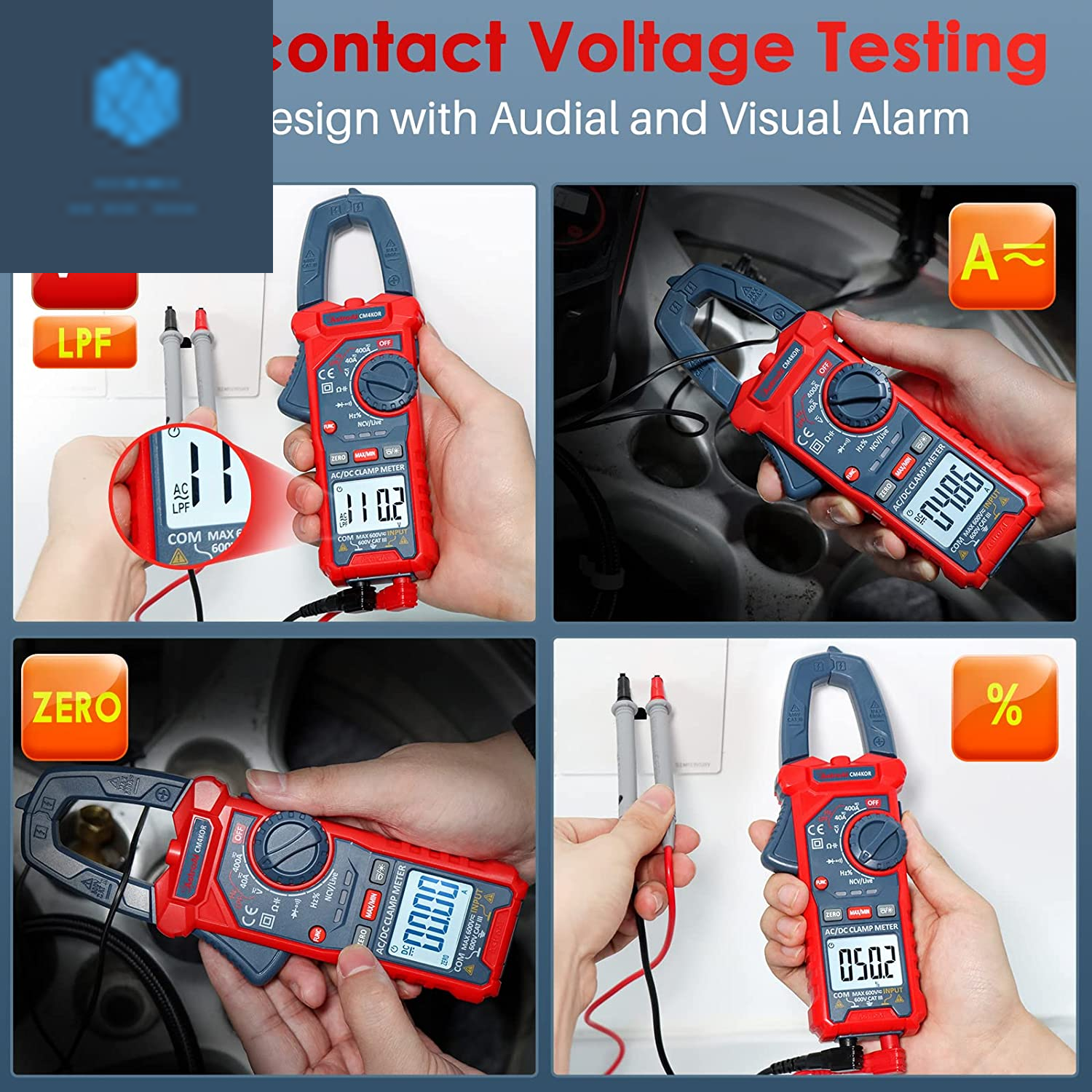 Digital Clamp Multimeter 4000 Counts Auto-Ranging Amp Tester Measuring AC/DC Voltage & Current...